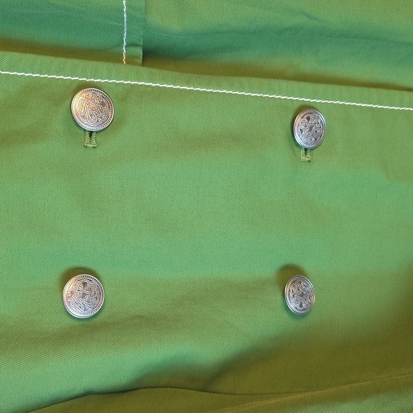 Ann Taylor Loft Green Silver Tone Button Belted Trench Coat - Picture 7 of 9